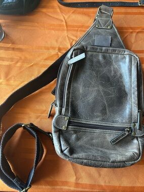 Mamas guns and totes  Casual Brown Leather Sling Bag - Crossbody Chest Pack